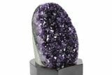 Deep Purple Amethyst Geode With Wood Base - Uruguay #360467-1
